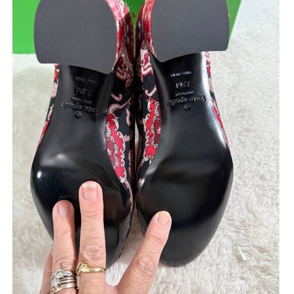 Kate Spade NY Holly Boot Russet Multi Brocade Size 7.5M New in Box Red/Blk - Picture 6 of 11
